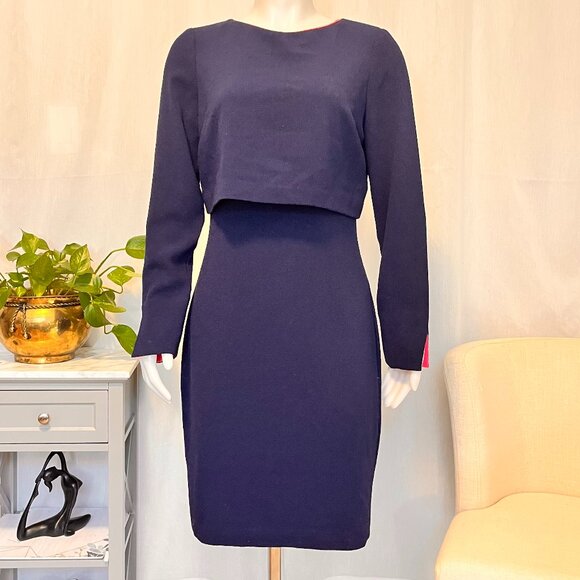 Belle Badgley Mischka Midi Dress Size US 8 Dark Blue (A07) - Picture 1 of 8